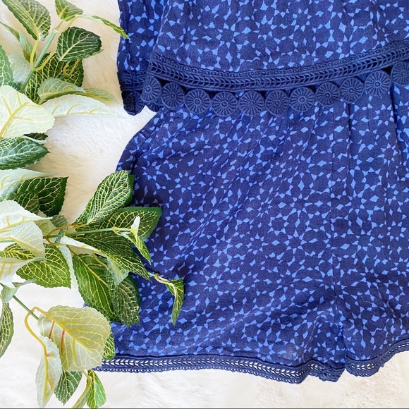 Aerie Tiered Lace Trim Printed Romper - Picture 3 of 6